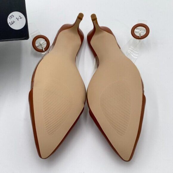 XYD Women Transparent Slingback Mid Kitten Heels Pumps Pointed Toe PVC Dress - Picture 5 of 7